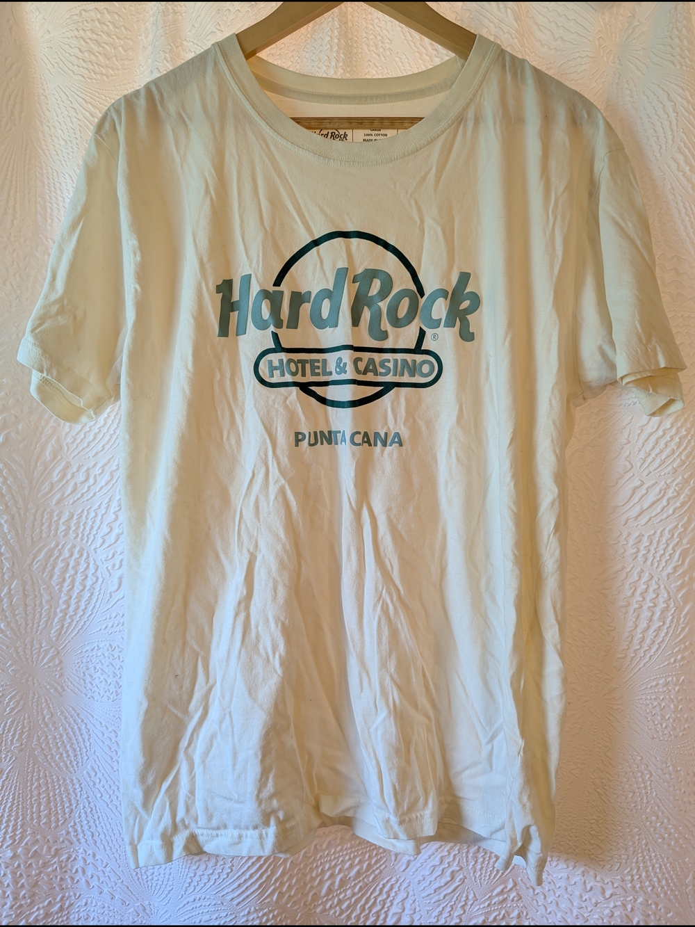 Hard Rock Cafe White T-Shirt with Teal Logo